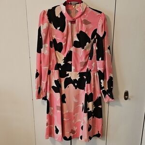 Kate Spade Pink and Black Long Sleeve Dress, Size 12